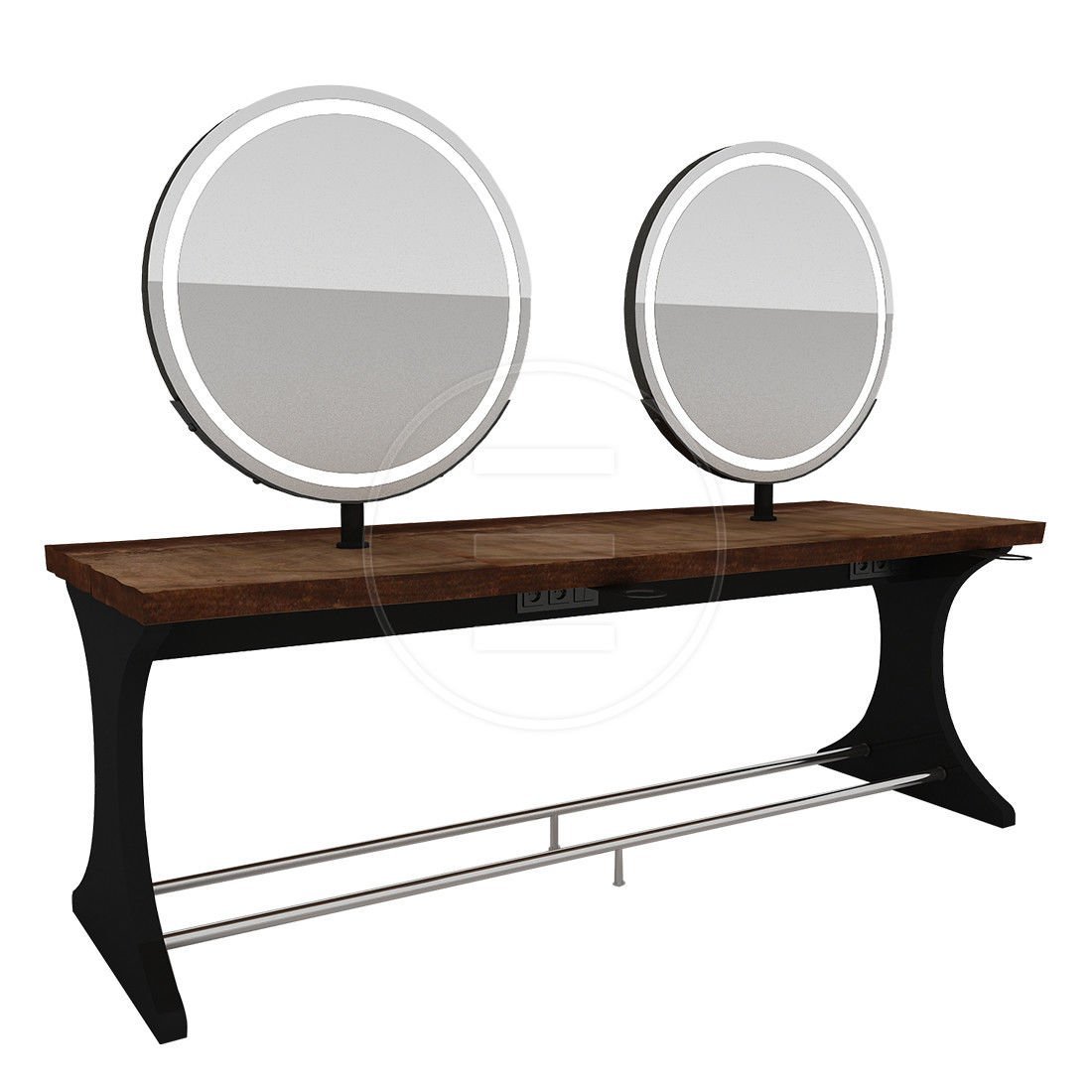 Woody Circle Double Island Ada Kuaför Tezgahı