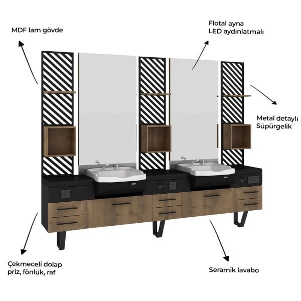 2 Kişilik Yone Berber Tezgahı