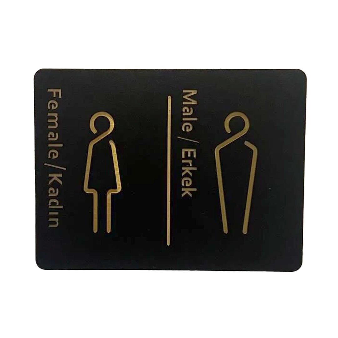 Yönlendirme Levhası - Kadın ve Erkek WC İşareti - İKİLİ