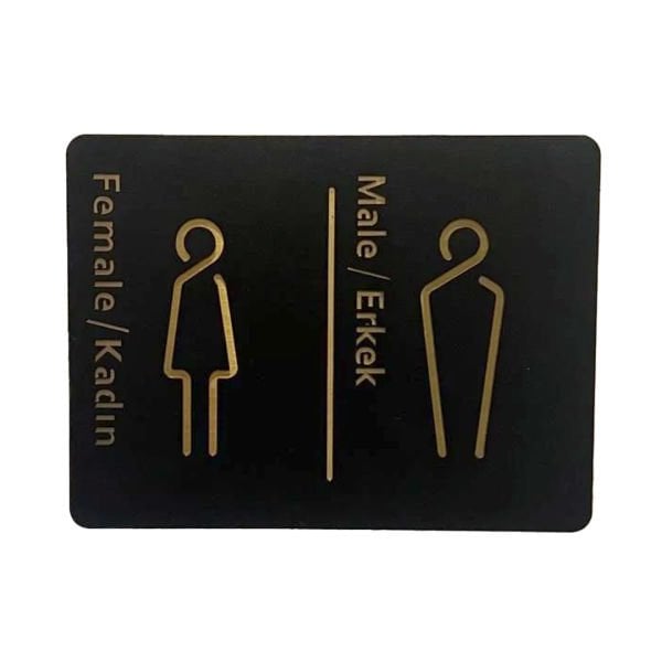 Yönlendirme Levhası - Kadın ve Erkek WC İşareti - İKİLİ